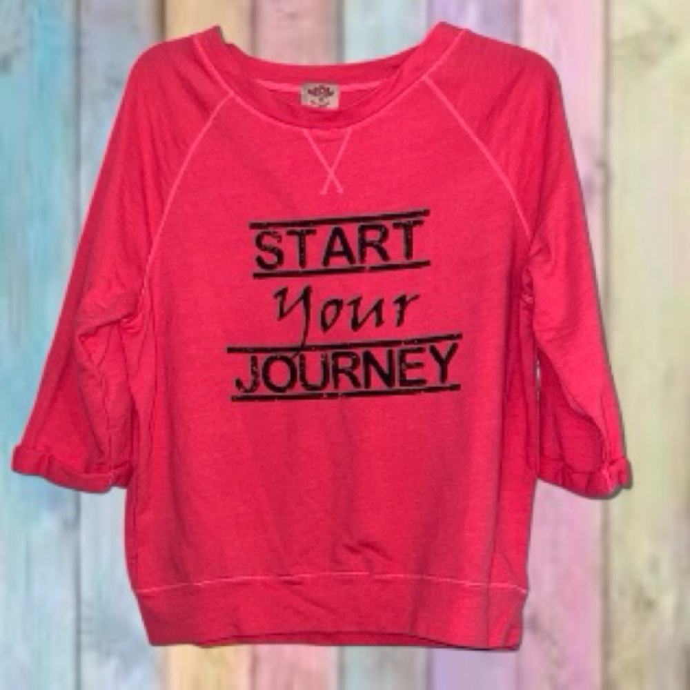 Pink Lotus Movement Pink Graphic 3/4 Cuffed Sleeve Sweatshirt